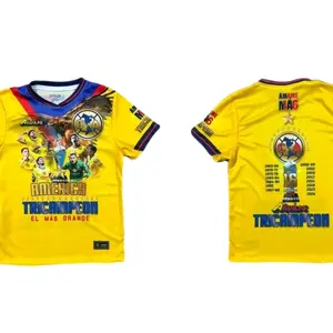 Tricampeon Club America Mexico Jersey - Yellow Jersey with Graphic Design, Short Sleeves, and Red Trim