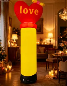 9.5ft Inflatable Column with Love Heart – Lighted Party Decoration for Weddings, Anniversaries & Romantic Events – Durable Oxford Fabric Design（with blower）