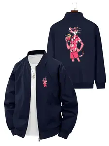 Trendy Fashion Men's Pink Panther Printed Casual Long Sleeve Jacket for Daily Street Wear and Outfit