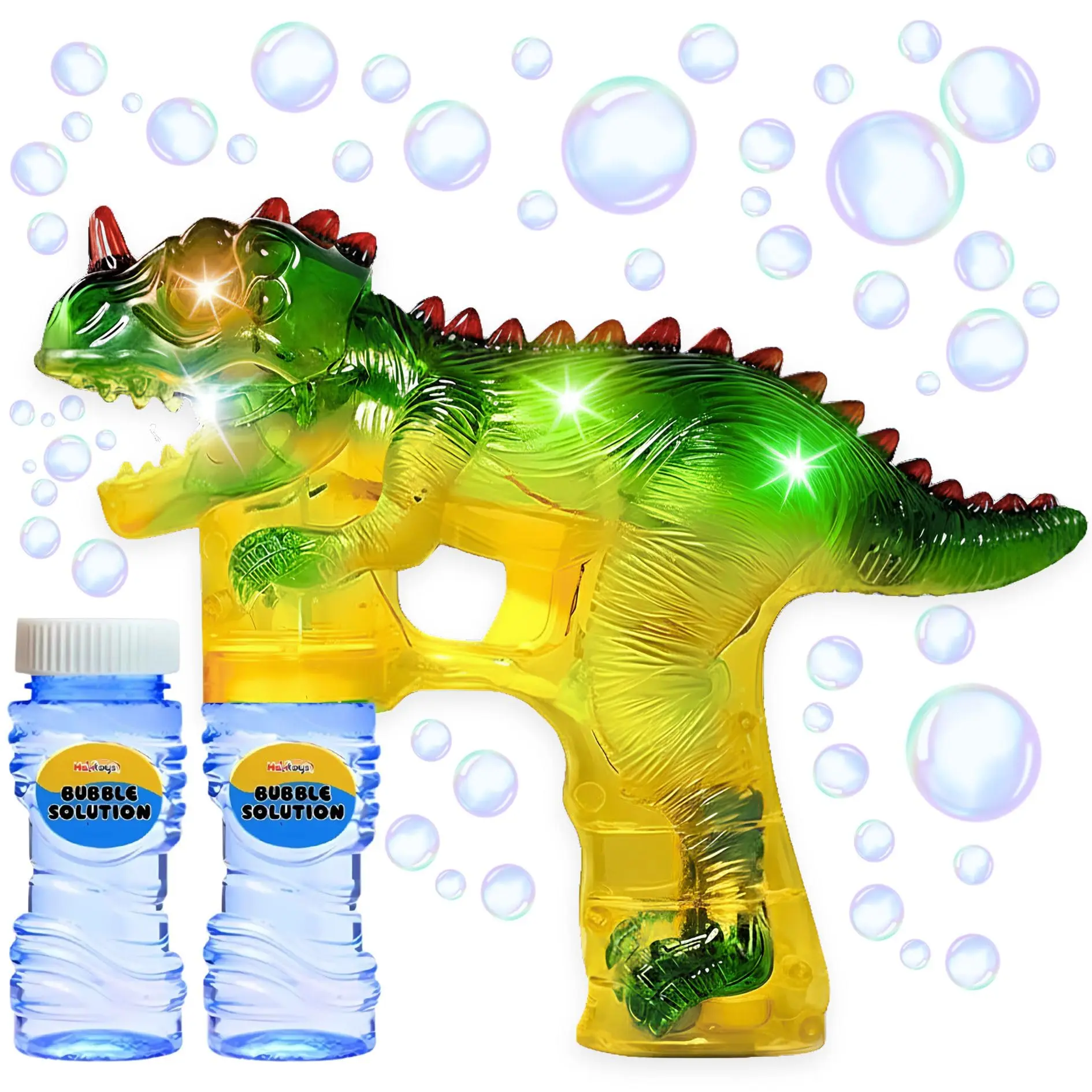Haktoys Dinosaur Bubble Gun for Kids Automatic Bubble Machine Toy, Outdoor Bubble Maker Blower for Toddlers Boys Girls Backyard Play, 1 Pack