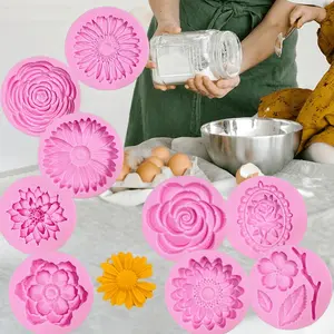 9 Pcs Flowers Fondant Molds Silicone Molds For Cupcake Dessert Chocolate Jelly Cookie Decor Jewelry Pastry Chocolate Handmade Soap Mould Candy Making