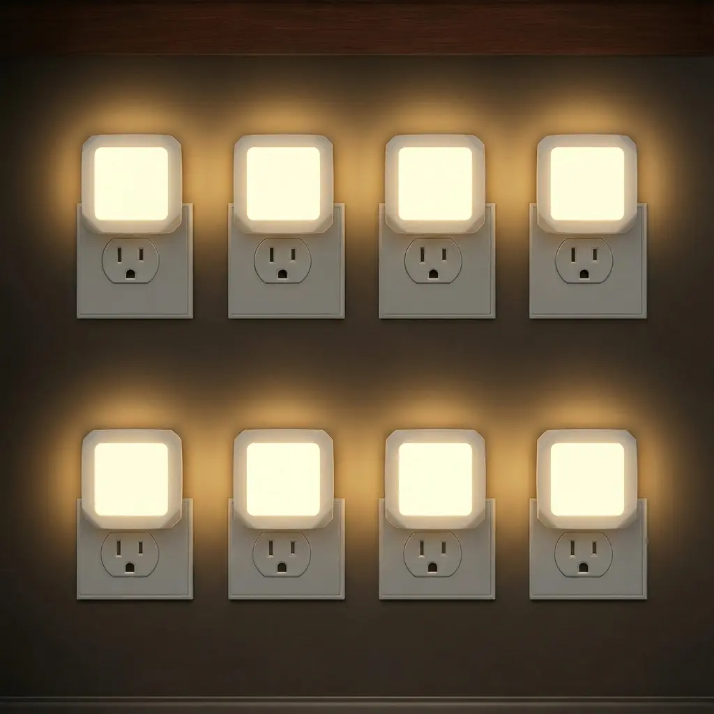 【GLEAM】8-Pack Dusk-to-Dawn Ambient Night Lights, Plug-in Indoor LED Wall Lamps, Magic Warm White Home Lighting for Bedroom, Hallway, Hallway Light Fixtures, Interior Led Lights