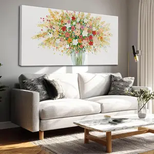 Flowers Wall Art for Bedroom Nature Wall Decor Cute Daisy Art Posters Framed Canvas Pictures 24"x 48" Vintage Decor for Dining Room Entryway