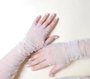 Fingerless tulle gloves with  crystals embroidery, bridal gloves, bridal accessories, sparkly gloves