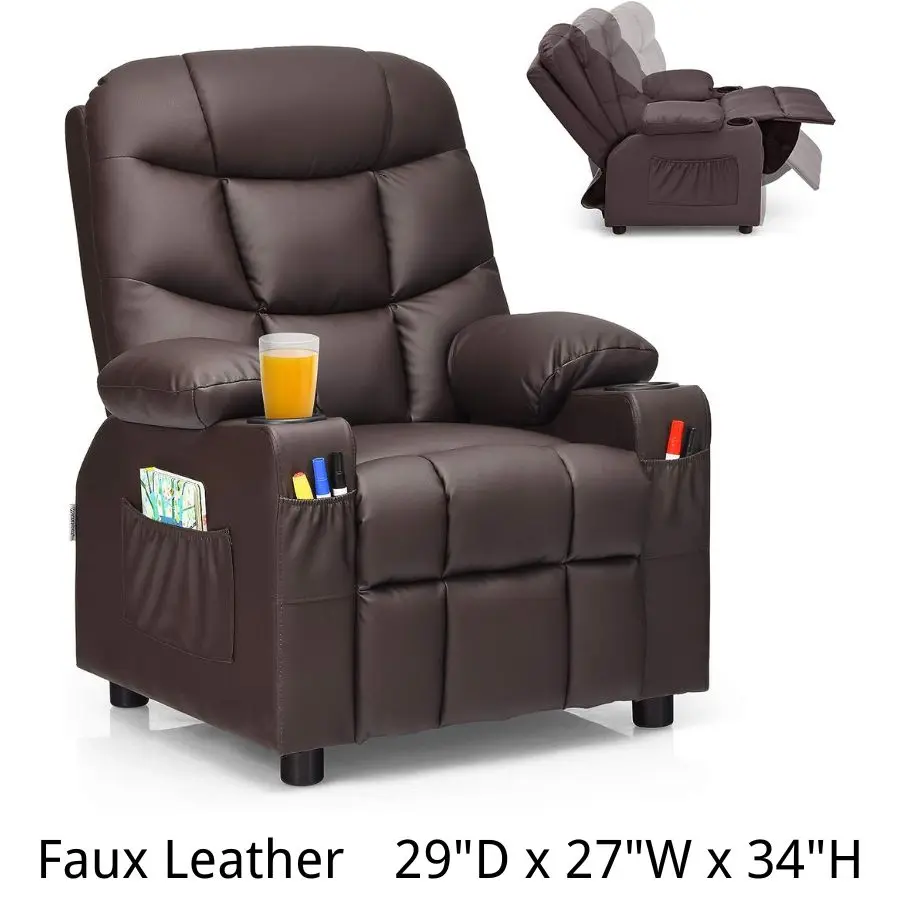 Faux Leather - Coffee - 29"D x 27"W x 34"H