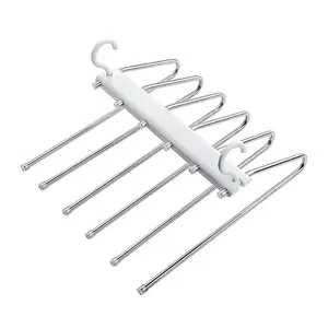 Six-Layer Multifunctional Clothes Hanger, Space-Saving Foldable Hanger for Jeans Scarves Pants, Closet Storage Organization