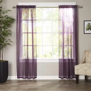 Elegant Comfort Set of 2 Sheer Curtain Panels - Light Filtering Rod Pocket Design, 100% Polyester