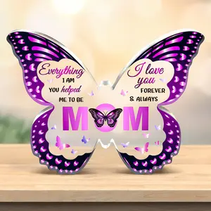 Mom Birthday Gifts, Butterfly Acrylic Decorations with Heartfelt Message, Decorative Ornament, Acrylic Material, Butterfly Design, Christmas Valentine's Day Gifts for Mom, Ideal From Daughter/son