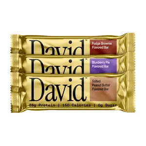 David Favorites Variety Pack – Fudge Brownie, Blueberry Pie, Salted Peanut Butter. (6 Bars)