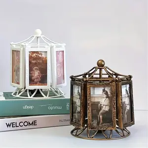 1 Piece Retro Style Desktop Decorative Photo Frame, Music Rotating Photo Frame - Rotating Light Melody, Ideal Gift for Birthdays, Weddings, Home Decoration, Home Decor Accessory, Valentine's Day Gift, Photo Frame Material ABS Plastic