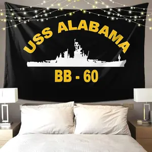 USS Alabama Bb-60 Tapestry for bedroom living room office decoration For Living For Bedroom Home Decor for College, Poster Retro Flags for Room Outer Banks Merch Vintage Art Wall Tapestries for College Dorm Room Home Decor Room Tapestry