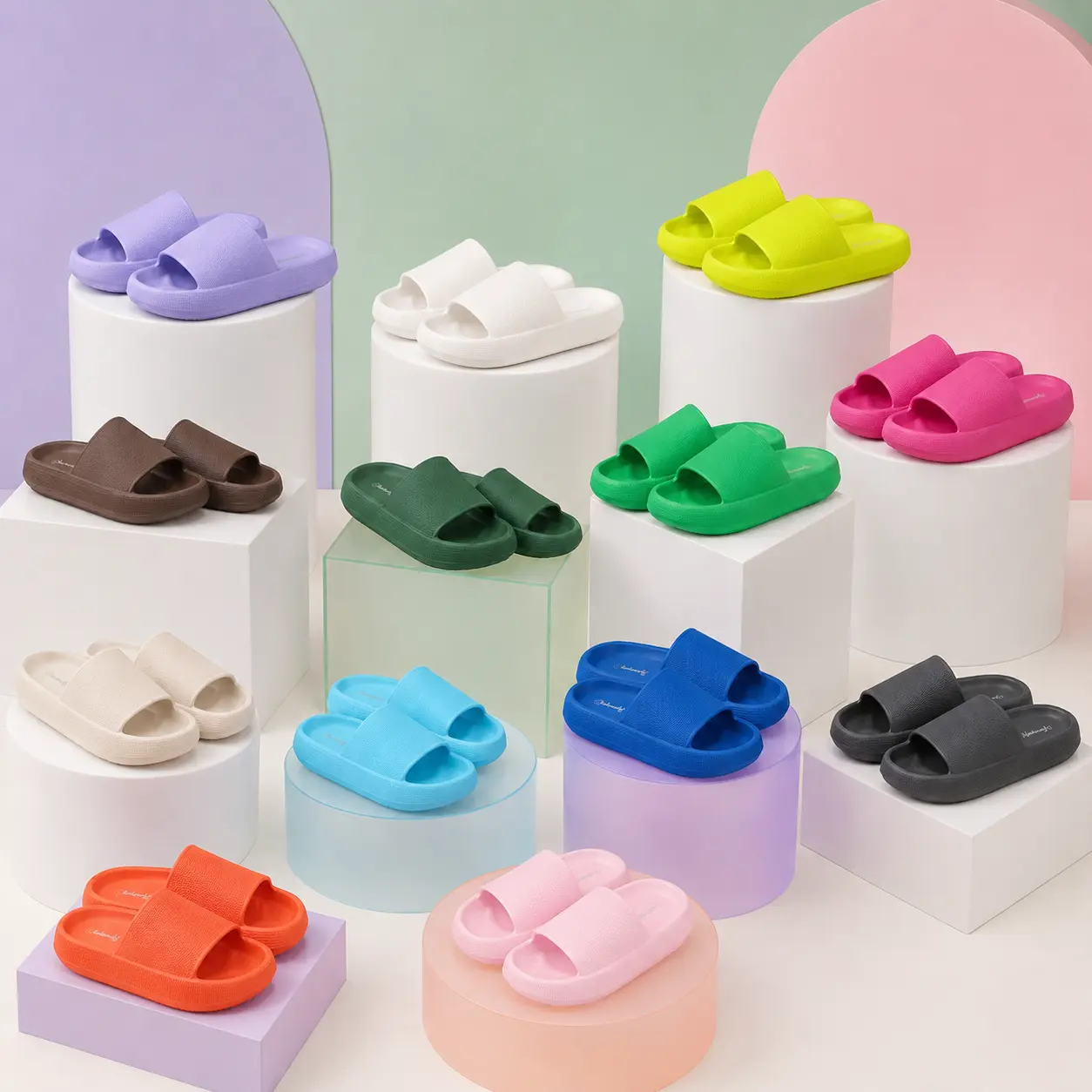 Belovely Pillow Slippers Non Slip Quick Drying Shower Slides Flipflop Footwear Ultra Cushion Thick Sole Women's Onyx