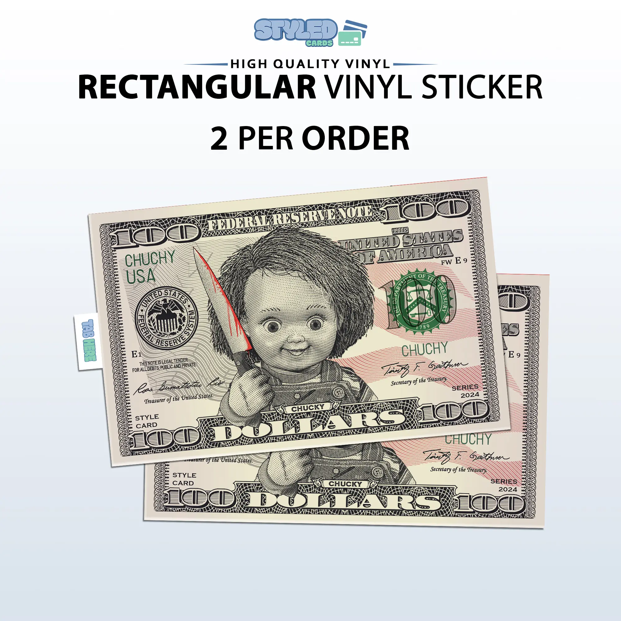 Halloween , chucky rectangle vinyl sticker Halloween , chucky rectangle vinyl sticker