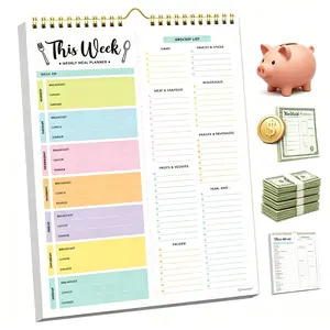 52-Week Grocery Money Saving Challenge Planner Notebook with Grocery List,8.5 x 11 Inch Meal Prep Pad,Magnetic/Wall-Mountable,Weekly Budget Tracker for busy moms Saving Money on Groceries, Family Expense Control & Financial Planning Tool
