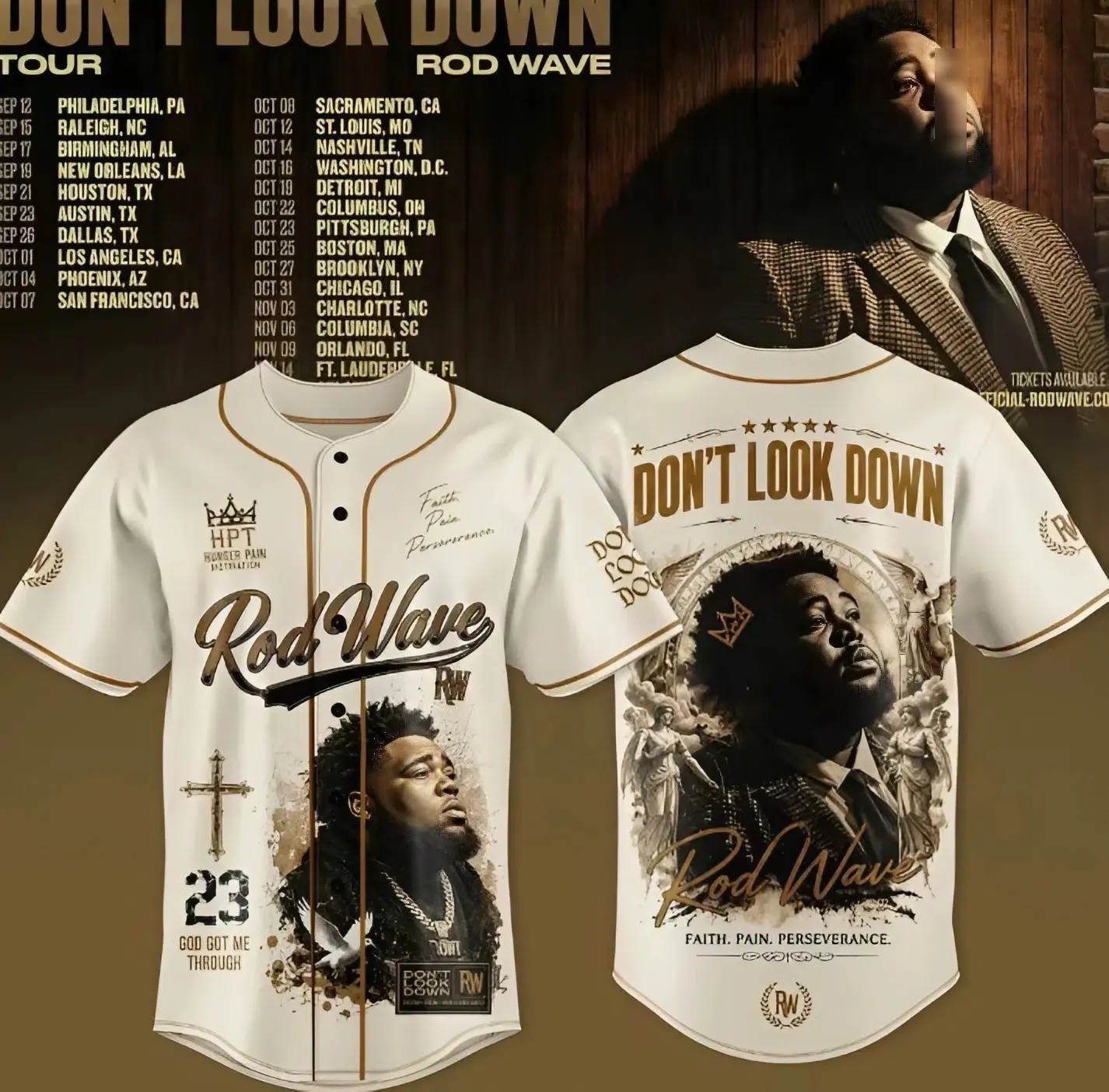 Vintage #Rob Wave Don't Look Down Inspired Baseball Jersey, Music Button Up Shirt, Unisex Concert Style Apparel Gift