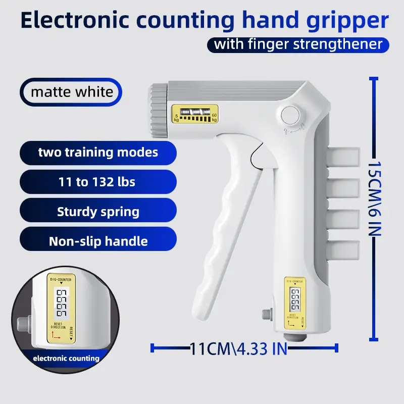 Professional 2-in-1 Adjustable Grip Strength Trainer and Finger Strengthener with Precision Digital Counter - 5kg to 60kg Resistance, High-Quality Design, Silent Operation, Ergonomic Design for Enhanced Workout Experience