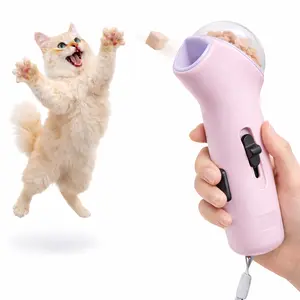 Portable Interactive Pet Treat Launcher - Handheld Press-to-Launch Snack Shooter for Dogs & Adult Cats, Fun Training, Enrichment Play Sessions, Cat Snack Accessory
