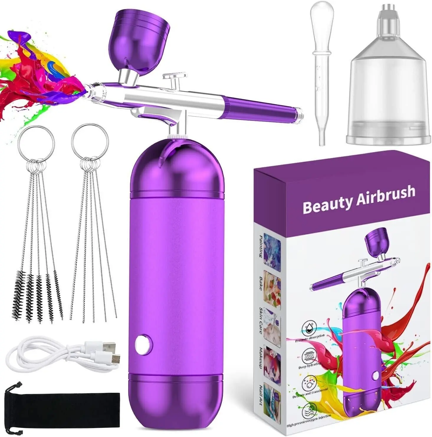 Portable Air Compressor Kit Airbrush Paint Spray Gun Nail Art Tattoo Airbrush Cordless Makeup Set Lightweight Cosmetics