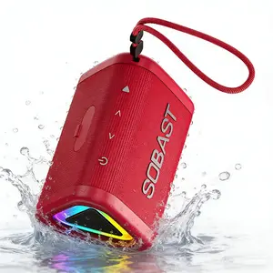 SOBAST Outdoor Bluetooth Speaker IPX5 Waterproof 360° Surround Sound RGB Lights Long Battery Life Powerful Bass Perfect for Home & Outdoor Use Supports Calling Audio Smartphone