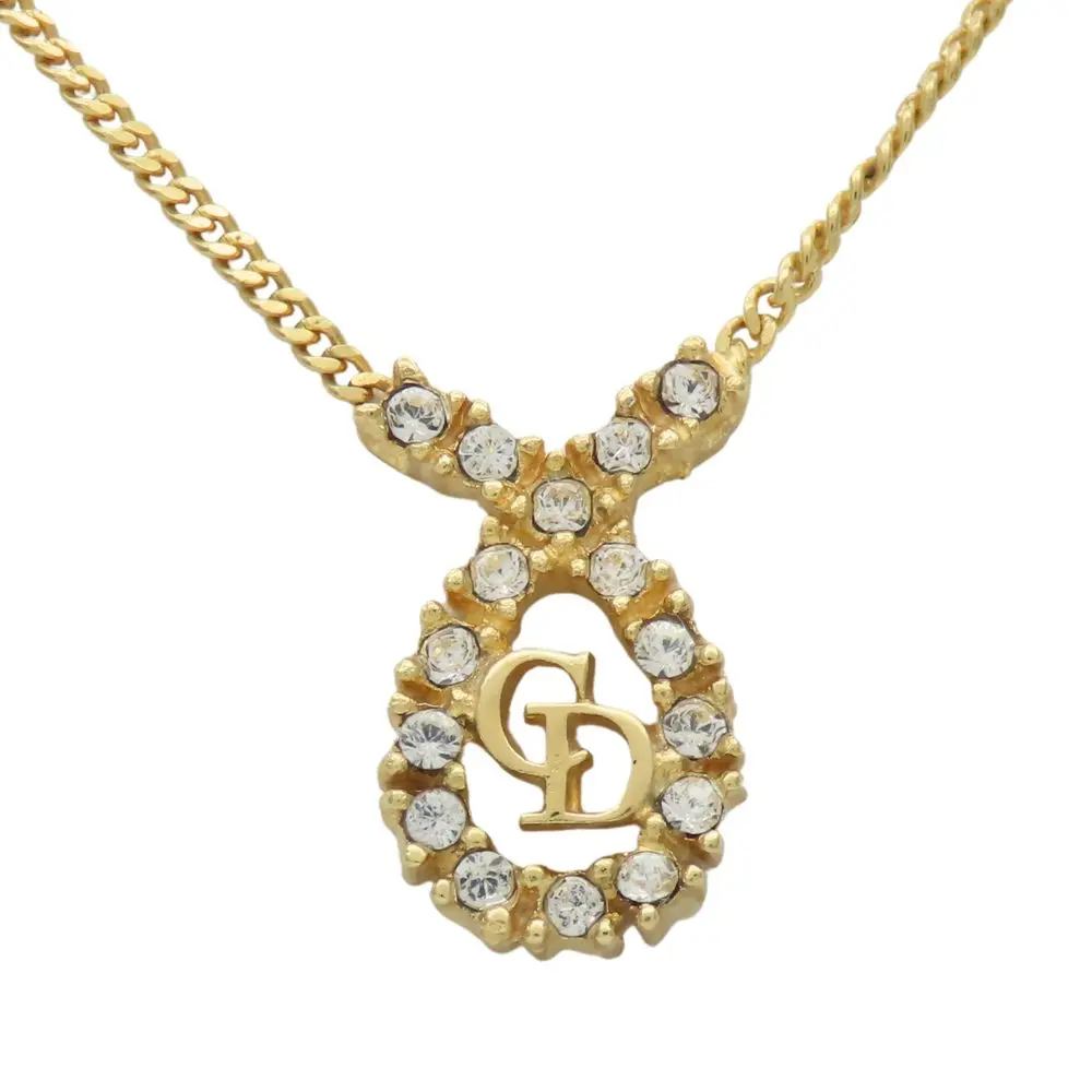 Pre-owned Dior Zinc Alloy Small Leather Goods Christian CD logo Necklace