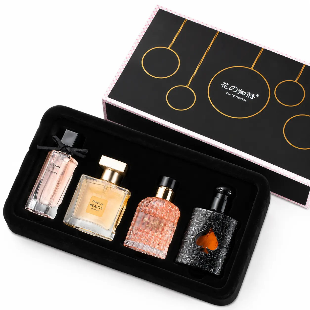 Flowers Of Cheery Women's EDP Spray Gift Set 4PCS Mini 25ml & 30ml, Long Lasting Perfume For Women ，Sweet Floral Woody Oriental Gourmand Vanilla Scent, Fresh Romantic Summer Fragrance, Luxury Gift Ideal For Daily , Date Night，Birthday & Anniversary