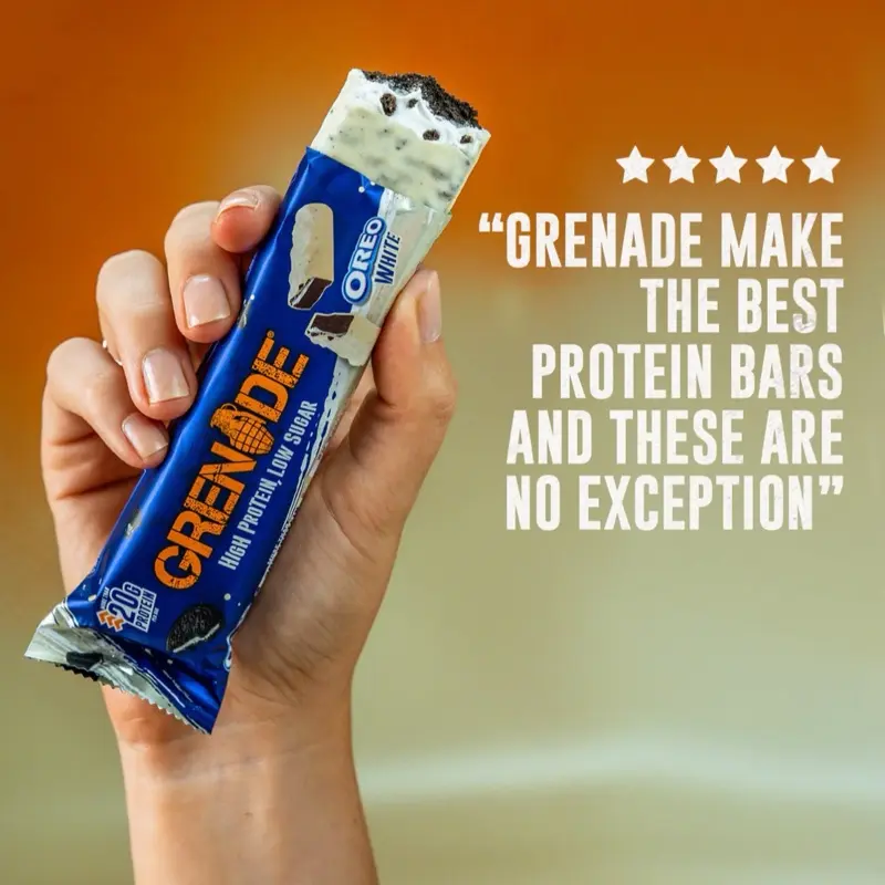Grenade OREO White Cookies Protein Bar, Single Bar, High-Protein Low-Sugar Chocolate Snack for Outdoor Activities, Party