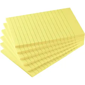 Early Buy 6 Pads Lined Sticky Notes with Lines 4x6 Self-Stick Notes Bright Color Sticky Notes, 45 Sheets/Pad (Yellow)