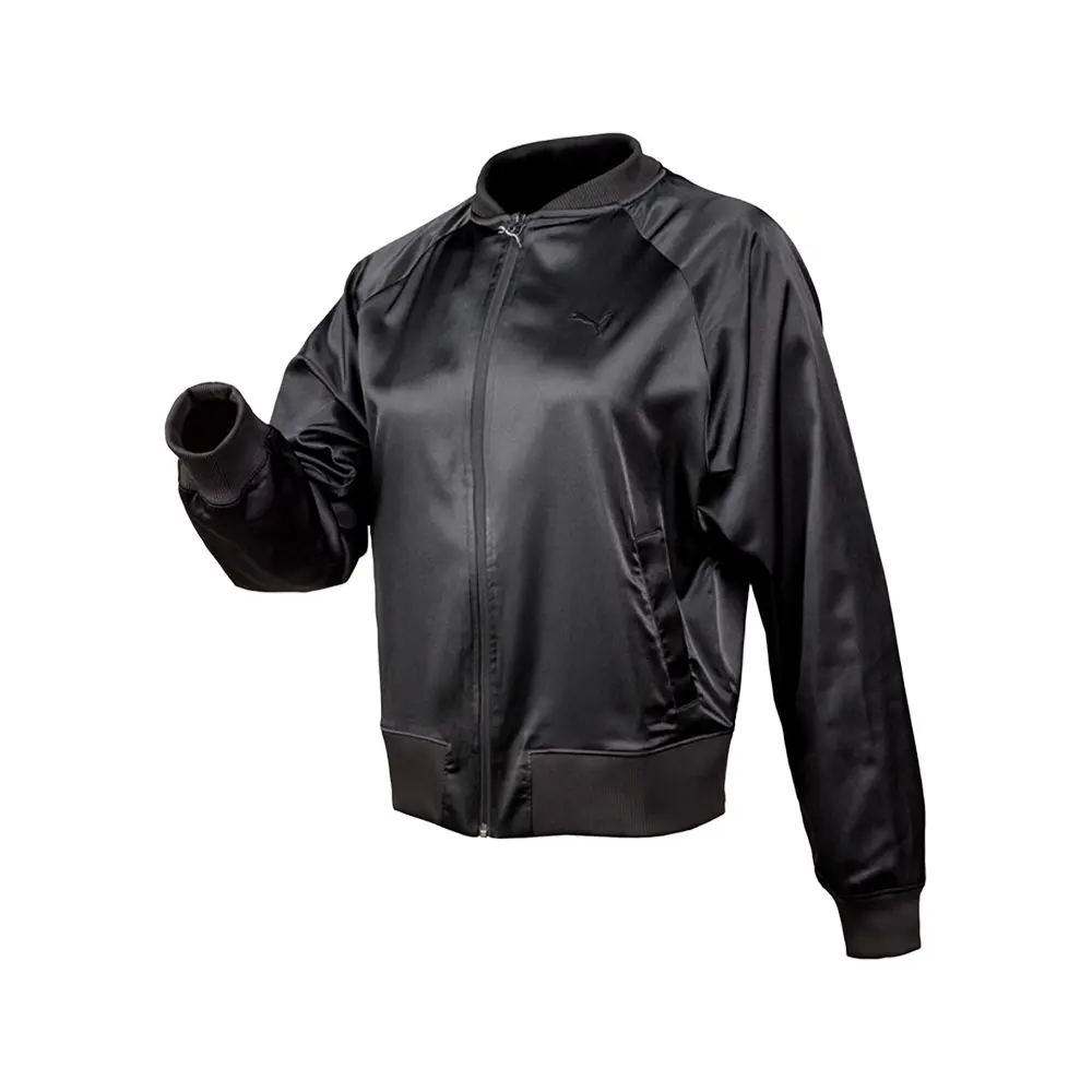 PUMA Womens Elevated Essentials Satin Bomber Jacket Athletic Outerwear Casual - Black