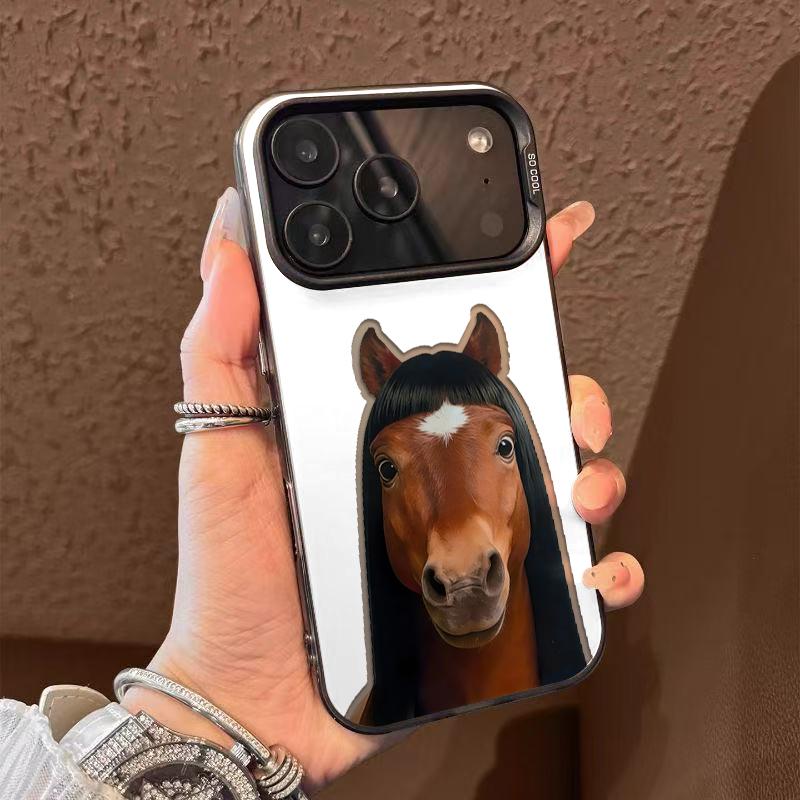 Hilarious Horse With Long Hair Print Phone Case Durable Hard Acrylic Back Case With An Anti-Yellowing Coating, Made From High-Quality Designed For Reliable Drop Protection For Your Phone For iPhone 17.16.15.14.13.12.11.X.XS.XSMAX.XR.8.7