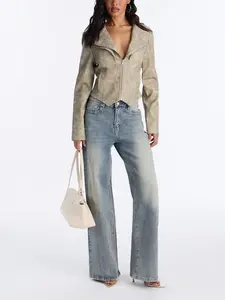 Chosen One Washed Faux Leather Moto Jacket - Sage
