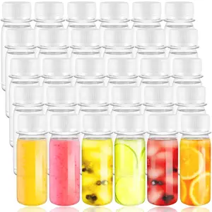 30 Pack 2 oz Plastic Shot Bottles with Caps,Mini Clear Ginger Shots Bottles,Plastic Juice Containers Small Clear Jar for Ginger,Juice,Sample,Whiskey with Funnels,White