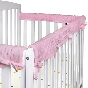 Super Soft Velvet Crib Rail Covers, Three-Layers of Thickened Material to Protect Baby's Teeth, Anti-Collision Crib Teething Rail Cover, Baby Bed Chewing Guard Rail,