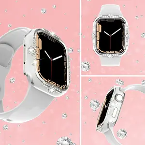 Apple Watch Protective Case, Dual Color Laser Engraving Diamond Edge Design, PC Glass Shell Cover, Durable & Stylish Accessory