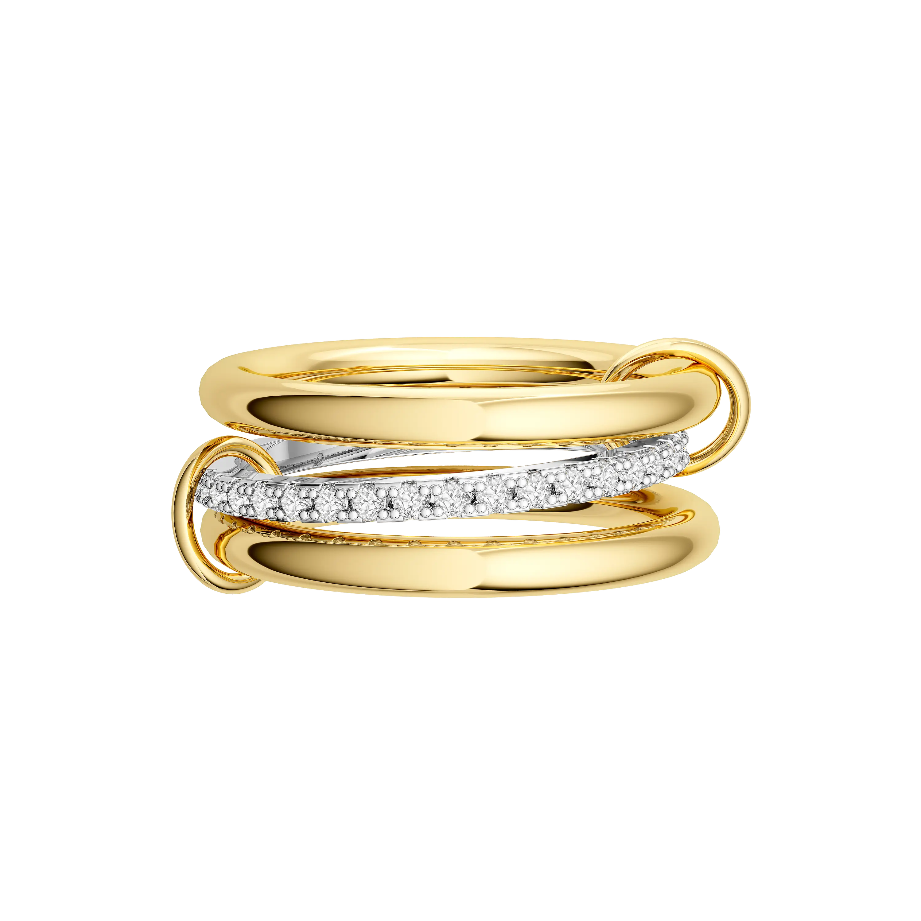 TEWIKY Interlocked Stackable Rings for Women - Statement Multi Ring Mixed Metals Stack - Cubic Zirconia Stacking Jewelry For Summer dealsforyoudays