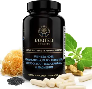 Sea Moss Capsules Supplement, Irish Sea Moss with Magnesium Ashwagandha Black Seed Oil Burdock Root and Bladderwrack, Supports Immune Health Gut Balance Energy Support and Daily Wellness for Men and Women