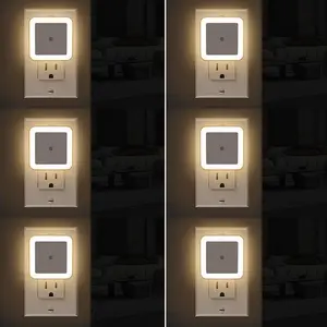 Smart Light Control Sensor Night Light, Night Lights Plug into Wall 6-Pack, Plug in Night Light, Dusk to Dawn Nightlight Led Night Lights for Bedroom, Bathroom, Hallway Warm White