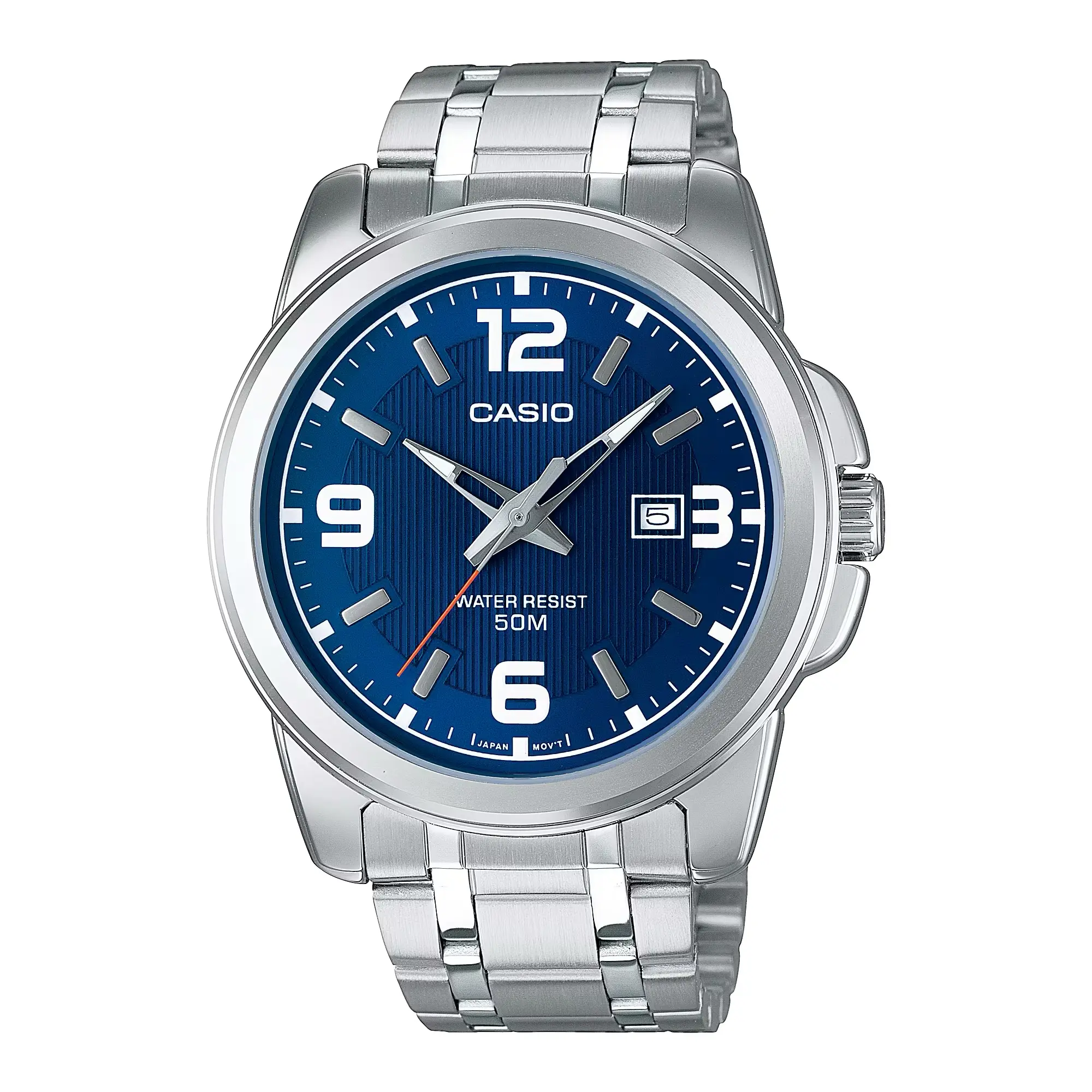 Casio Men’s Blue Dial Stainless Steel Bracelet Watch - MTP-1314D-2AV