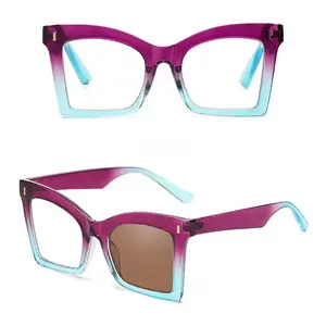 Progressive Multifocus Reading Glasses for Women Men Oversized Anti Blue Light Blocking Readers Square Eyeglasses +2.5