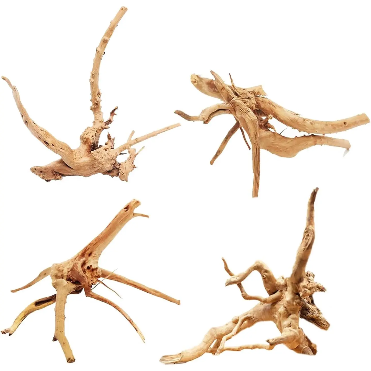 Aquarium Driftwood   4''-7'' Reptile Branch Fish  Tree  Stump Ornament Decor 4 count
