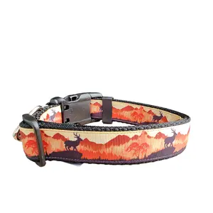 Sunset Forest Black Nylon Dog Collar LG, XL, Leash