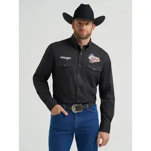 Wrangler Mens NFR 2025 Button Down Shirt - Black (Recommend Size Down, Recommendamos un size mas chico)