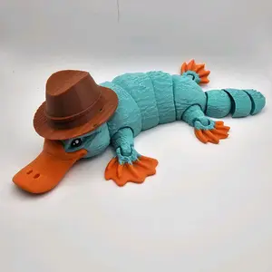 Large Articulated Platypus With Removeable Hat, 3D Printed Figure, Animal Model, Unique Wildlife