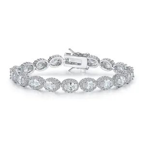 MDFUN Oval Cut CZ Tennis Bracelet for Women  Sparkly Cubic Zirconia Bracelet Quiet Luxury Jewelry Dainty Stacking Bracelet Birthday Gift for Her