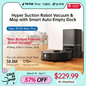 Tapo RV30 MAX Plus: LiDAR Robot Vacuum & Mop with Auto-Empty Dock, 5300Pa,Smart Mapping, Voice Control, 97%+ Dust Pickup, 3L Dust Bag, 2 Months Hands-Free Cleaning