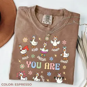 Comfort Colors Silly Goose You Are Kind TShirt, Teacher Affirmation Tee, Back to School T-Shirt, SEL Teacher TShirt, Cute Goose T-Shirt Gift For Women, Teach Shirt - SoftHype Apparel