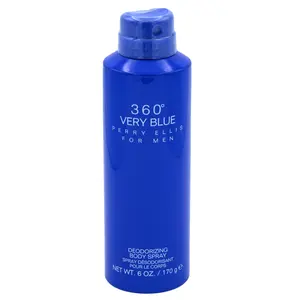 Perry Ellis 360 Very Blue 6.8oz Men's Deodorizing Body Spray - Antiperspirant Deodorant, Fresh Aroma, Odor Control, Sport Vibe for Body Care Needs (Mint & Deodorizing Fragrance)