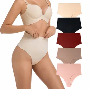 SNUG HAVEN Women's 5-Pack Multicolor Solid Basic Minimalist Seamless Panties - V-Shaped Waistband, Smooth, Breathable, Comfortable, Suitable for Everyday Wear