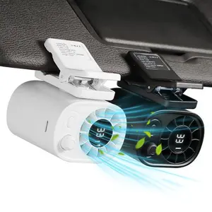 [Valentine's Day] Nerunsa 2026 Car Clip On Fan with LED Display 360° Rotation USB Rechargeable Personal Cooling Fan for Neck Collar Waist Outdoor Hiking Travel 1800mAh Battery Quick Charge