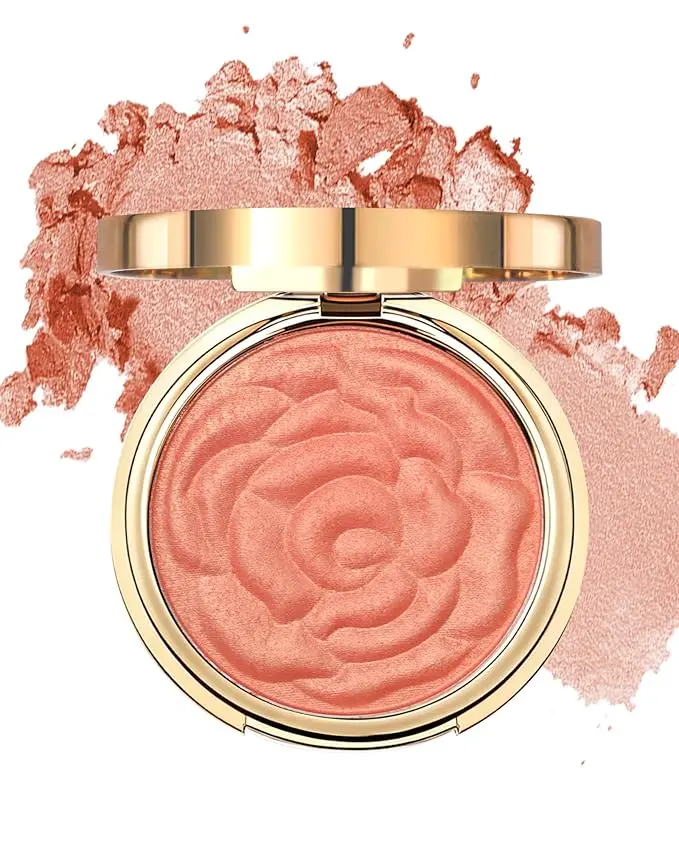 Peach Pink Blush for Cheeks, Silky Blendable Powder Blush, Natural Lightweight, Long-Lasting Glow Blushing Palette, Shimmer Highlight Face Blushes for Older Women, Mother's Day Makeup Palette-01