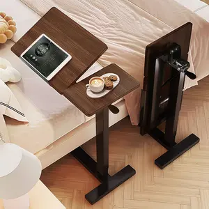 stand writing pc laptop wh  desk Adjustable Bed Desk with Wheels, Rolling Overbed Table Tray, Tilting Stand for Laptop, Eating Breakfast, Reading in Bed or on Sofa(Walnut) sofa side table tray table caffe
